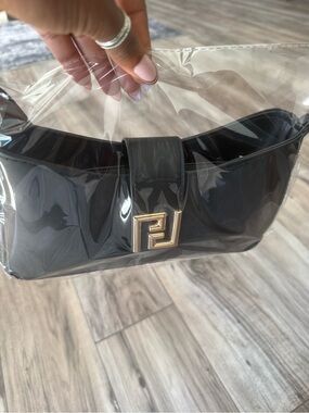 Universal Thread Black Patent Mini Shoulder Bag with Gold Accent